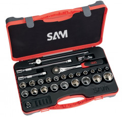 DOUILLES ET ACCESSOIRES 1/2'' - CLIQUET PUSH - COFFRET DE 27
