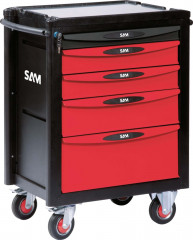SERVANTE 40 - 5 TIROIRS - ROUGE - PLATEAU ALUMINIUM