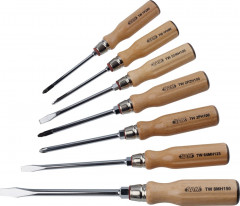 TOURNEVIS BOIS FENTE PHILLIPS ET POZIDRIV - JEU DE 7