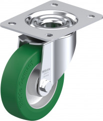 Roulette pivotante polyuréthane Softhane® avec platine à visser