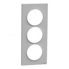 Odace Styl -  plaque 3 postes verticaux entraxe 57mm aluminium