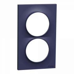 Odace Styl -  plaque 2 postes verticaux entraxe 57mm bleu cobalt